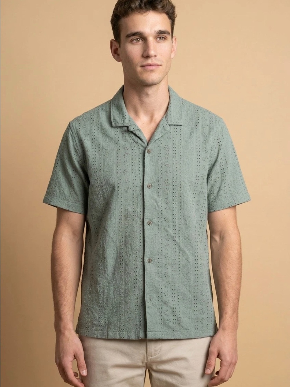 Marine Layer Men’s Button-Up Shirt – Size Marge (Medium/Large) – Sage Green